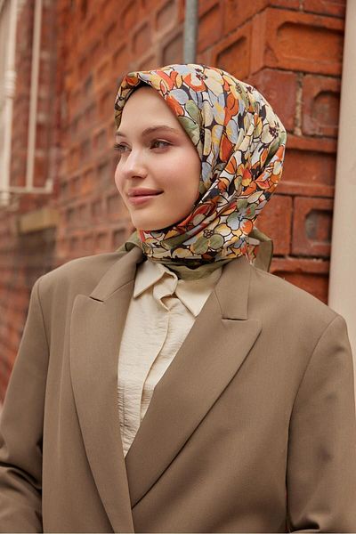 Şalland Baroq Pattern Scarf Maleficent Khaki Green
