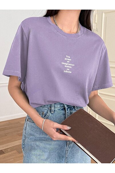 PALPİTO Tricou oversize cu imprimeu Lila The Power pentru femei