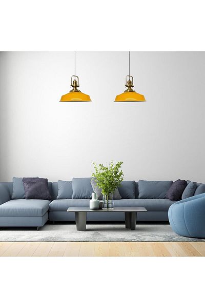 Bamyum Pendelleuchte Asletl, 2-flammig Metall 41 cm, Gelbe Lampe