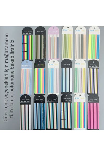 sibga tasarım Thin Long Strip Transparent Colored Postit Post-it Post ItBookmark Bookmark Postit Sticker 160 Sheets