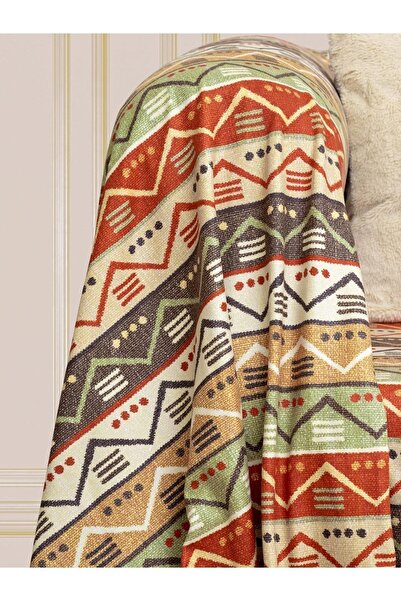 Latuda Concept Одеяло за диван Softmicro с етнически шарки 180x300 см - шал в стил бохо и одеяло за диван, естествен цвят