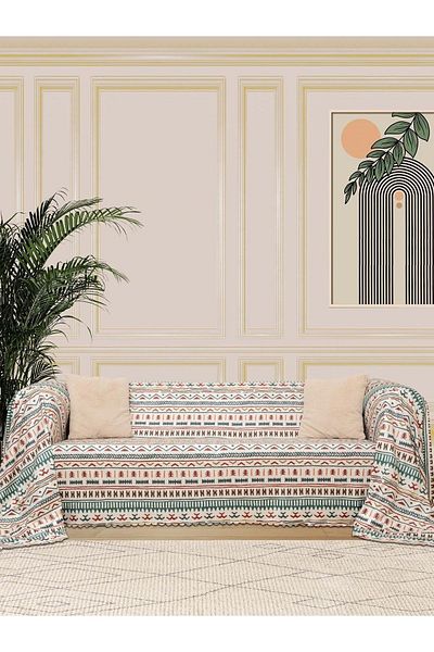 Latuda Concept Κάλυμμα καναπέ Softmicro Ethnic Pattern 180x300 cm - Σάλι, Καναπές, Κουβέρτα τηλεόρασης Τιρκουάζ