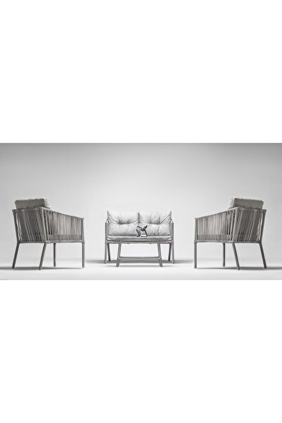 SMILE LAND FURNITURE Icon İkili Oturma Grubu Gri-Sehpalı