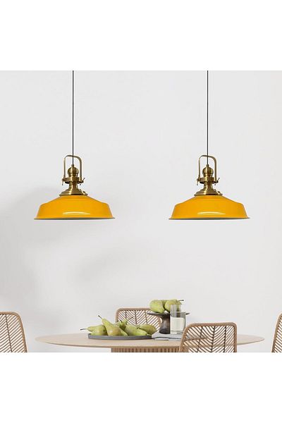 Bamyum Pendelleuchte Asletl, 2-flammig Metall 41 cm, Gelbe Lampe
