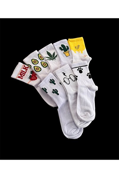 çorapdunyam Комплект весели тенис чорапи за колеж с шарка на кактус, 20 см