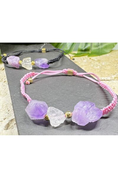 ERU JEWELLERY Kök Çakra - Doğal Taş Bileklik 925 Ayar Gümüş Toplu Paraşüt Ipi...