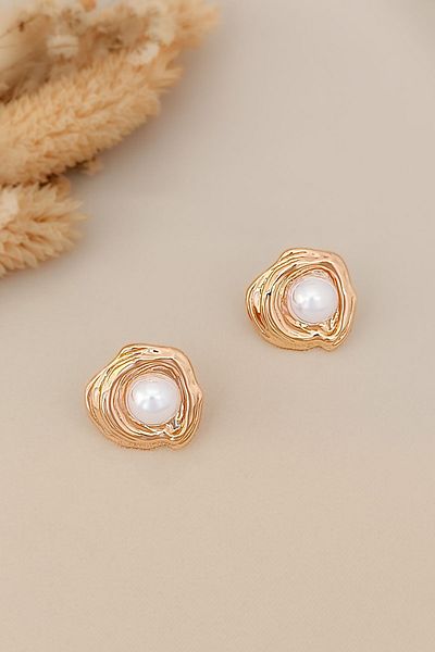 COSİTA Luxury Rose Color Pearl Oyster Amorphous Earrings