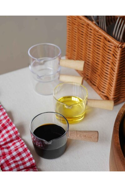 KaiHome Set of 4 Wooden Handled Mica Sauce/milk jugs/jam jugs