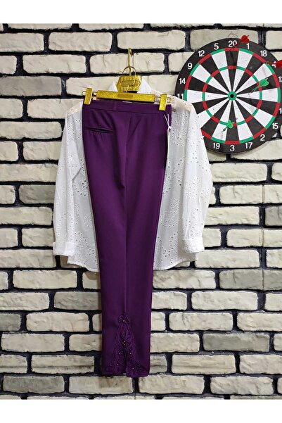 Mintaş بنطلون قماش بأرجل من الدانتيل