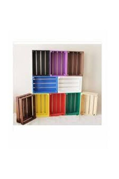 DEMBEY AHŞAP ATÖLYE Ahşap Kasa Raf Çiçeklik Kitaplık Renkli Mini Kasa Ahsap K...