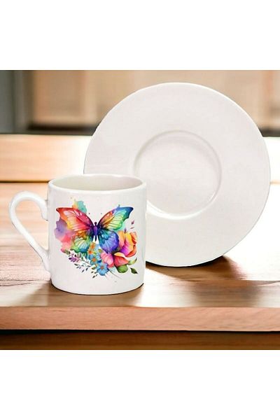 Nino Store 🦋   Colorful Butterfly Printed Gift Single Turkish Coffee Cup 🦋