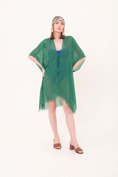 laughs Зелений бавовняний довгий кімоно-парео - зав'язується, Pr11200