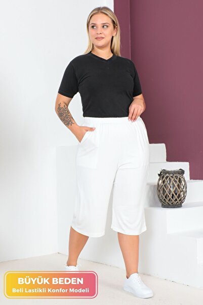 tarzımsüper نموذج مريح للسيدات مقاس كبير بخصر مطاطي وجيب مريح من القطن الليكر...