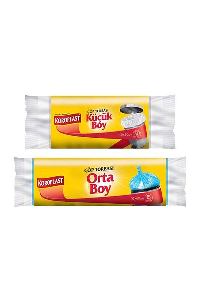 Koroplast 30 Pieces X1 Small Size Garbage Bags - 15 Pieces Medium Garbage Bags