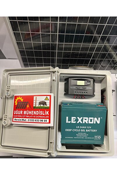 Uğur Mühendislik Mersin Elektrikli Çit Domuz Kovucu Cihazı 50 Watt Panel 24ah...