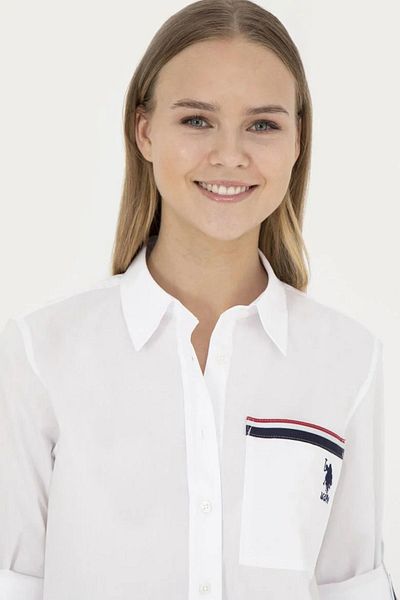 U.S. Polo Assn. Cămașă albă cu mânecă lungă pentru femei1836995
