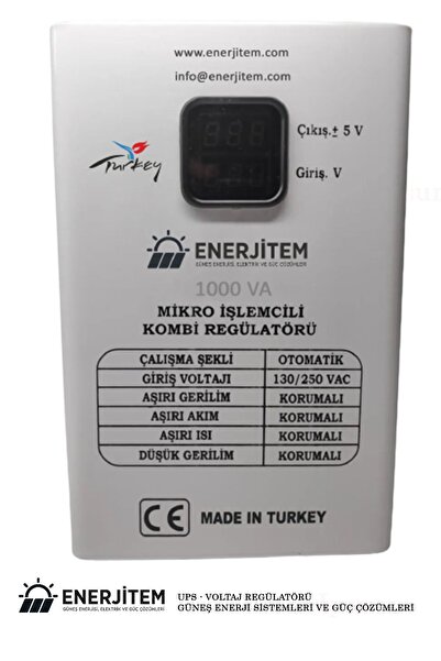 ENERJİTEM Kombi Regülatörü Mikro Işlemcili Kombi Voltaj Regülatörü 1000va