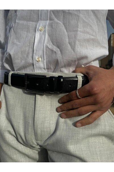 GörSeç Muške lakirane crne kožne pantalone Koža Kaiš - Metalna kopča komad, t...