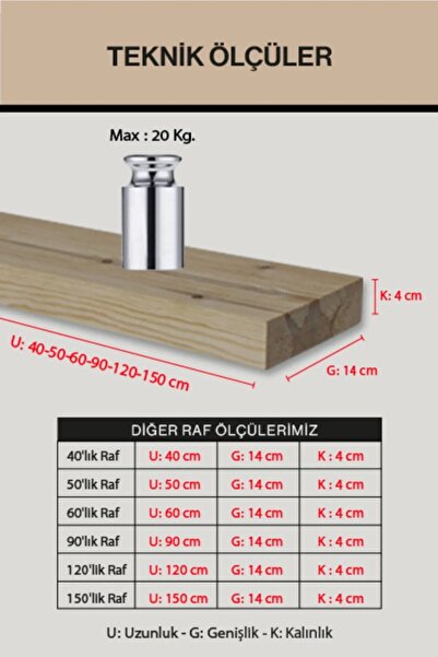 Loolpi Home - 2'li Kalın Duvar Rafı Doğal Ahşap Dekoratif Çok Amaçlı 40 Cm Uçan Raf