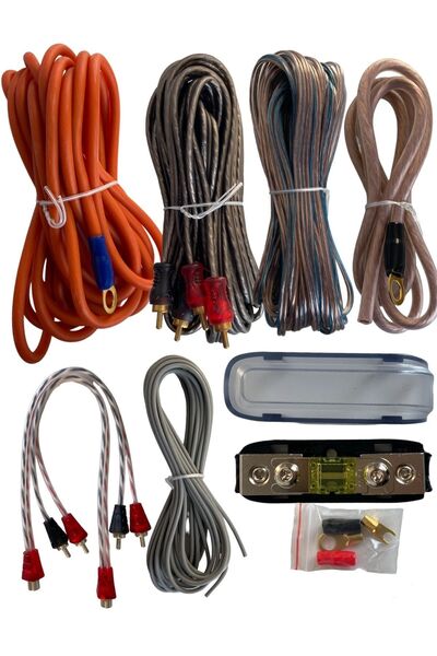 SUNASK Sn-8ga 8ga Profesyonel Set Kablo 2 Adet Y Kablo Hediye Amfi Set Kablo 1. Sınıf Kalite