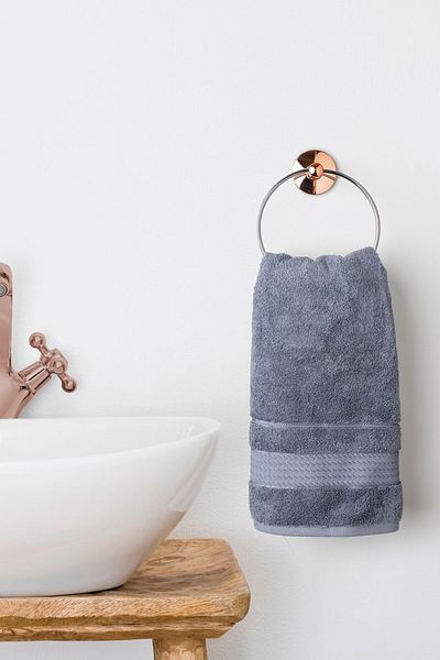 Lucena Rose Chrome Adhesive Double Bathroom Accessory Set - Round Towel Holder - Toilet Paper Holder