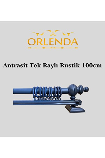 Orlenda Umeraș pentru perdea rustică din lemn cu o singură șină antracit - 100 cm