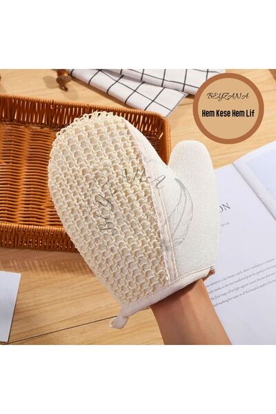 BEYZANA Peeling Duş Eldiveni Duş İçin Lif Banyo Eldiveni, Çift Taraflı Peelin...