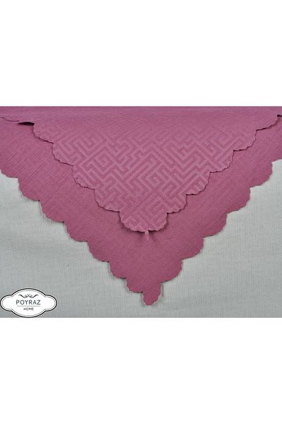 POYRAZ Matte Patterned Chenille Light Fuchsia Double Sided Sofa Sofa Bed Cover Shawl