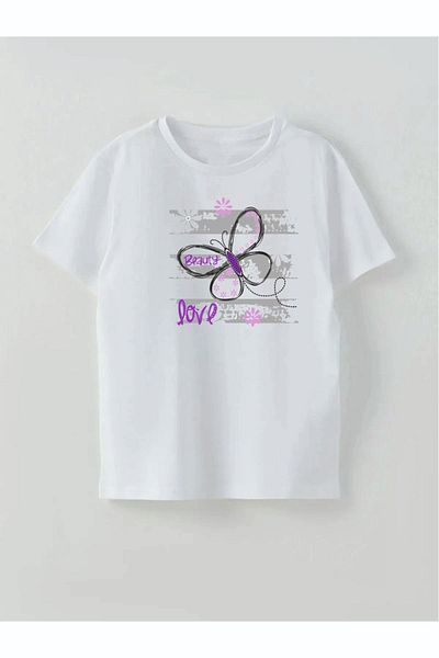 Cevval Tricou cu imprimeu fluture pentru fete