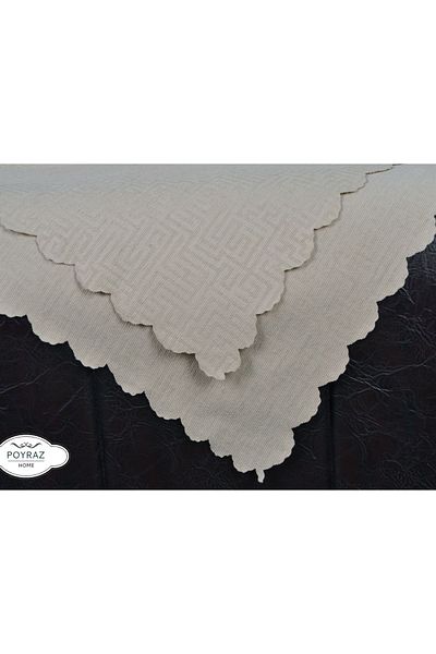 POYRAZ Matte Patterned Chenille Beige Double Sided Sofa Sofa Bed Cover Shawl
