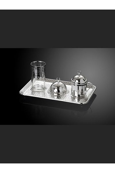 Lucena Silver Color Istanbul Motif Coffee Cup Set