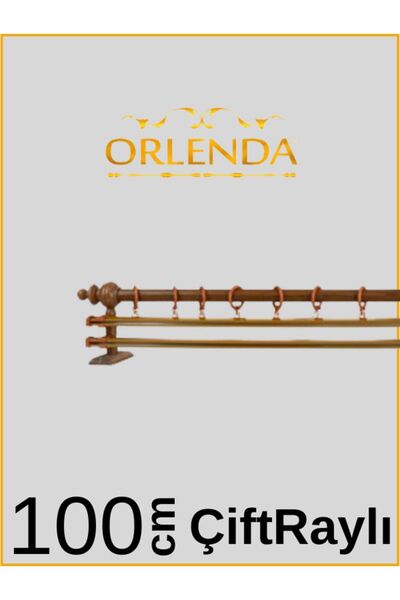 Orlenda Umeraș Cortina Rustică Țeavă Alminiu Cu Cap din Lemn de Cireș șină dublă 100 Cm