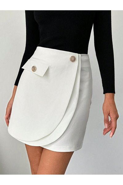Purpleclo ECRU ELEGANT MINI SKIRT