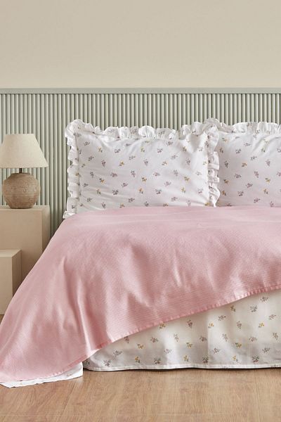 Karaca Home طقم ليديا بيكيه مزدوج - 100% قطن، مسحوق