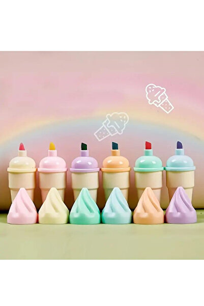 NaSaDAN Külah Dondurma 6'Lı Fosforlu Kalem Seti