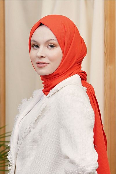 Loryan Cotton Jacquard Patterned Shawl - Kayla Coral