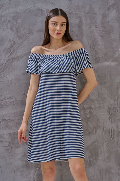 SHUGAA Madonna Collar Striped Women's Midi Dress