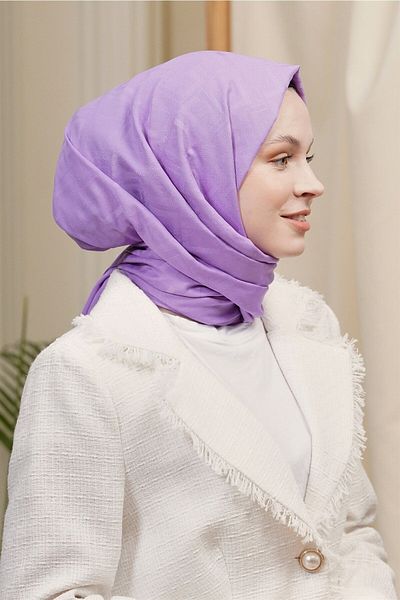 Loryan Lilac Logo Patterned Cotton Jacquard Shawl