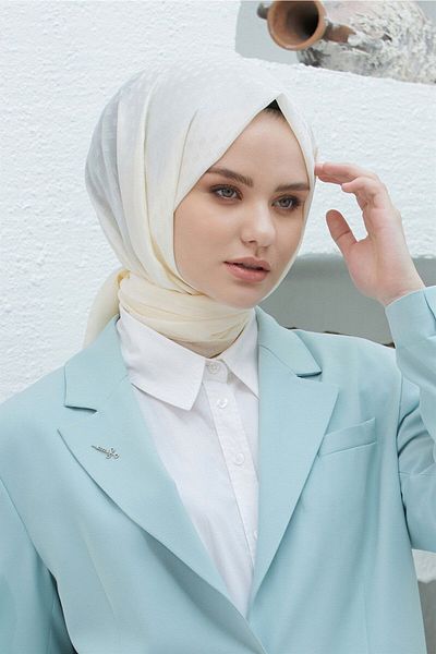Loryan Ecru Color Richard Shawl - Scarf, Evening Dress and Daily Use