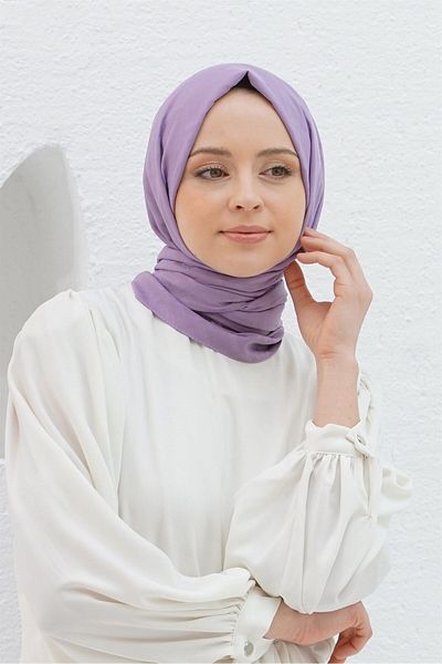 Loryan Dark Lilac Logo Patterned Cotton Jacquard Shawl