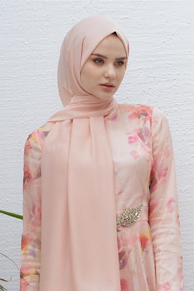 Loryan Shiny Monochrome Polina Shawl - Scarf, Evening Dress and Daily Use, Dark Salmon