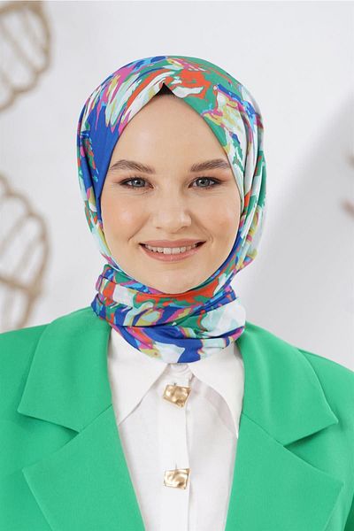 Loryan Benetton Lily Patterned Scarf - Lin, Linen and Cotton Mix
