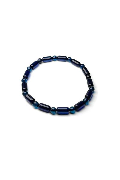 Amber by Mazukna Flexible and Certified Blue Cylinder Drop Bracelet - Adult