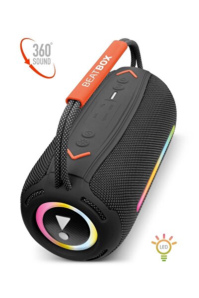 Genel Markalar BeatBox Siyah Led Işıklı Dayanıklı Ses Bombası Usb Sd Aux FM R...