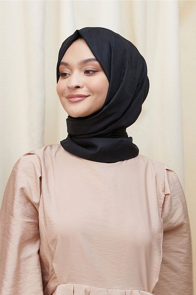 Loryan Kianna Black Shawl - Leaf Pattern, Cotton Jacquard
