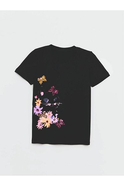 Cevval Girl's CAT Printed T-Shirt
