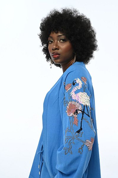 Orfeo Negro JACHETA KIMONO MIXTE DIN IN BRODATE OVERSIZE PENTRU FEMEI