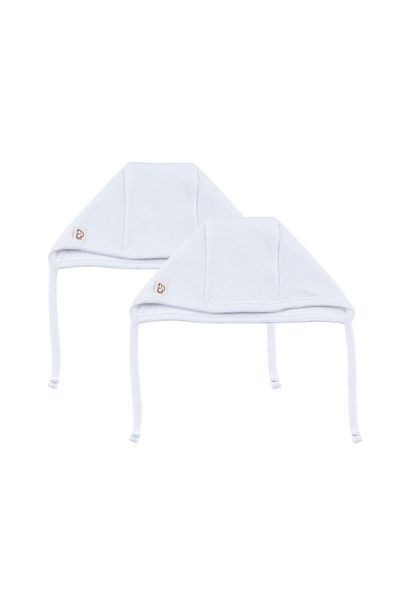 tinylamb Aber Organic Baby Hat White Color 2 Pieces 100% Cotton Baby Beanie