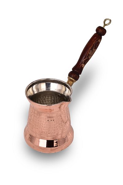 Shark Anatolia Sultan Copper Coffee Pot with Wooden Handle