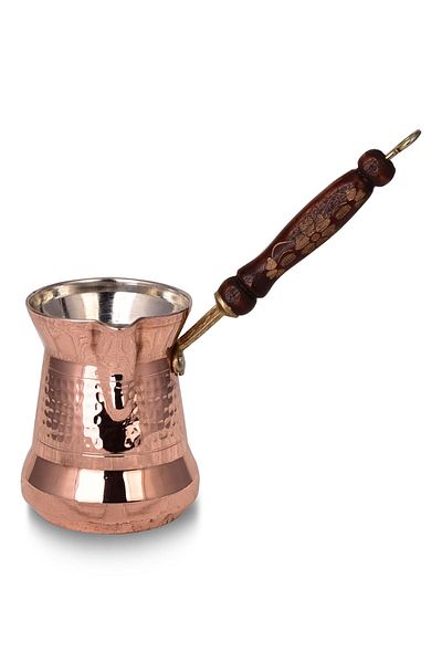 Shark Anatolia Sultan Copper Coffee Pot with Wooden Handle